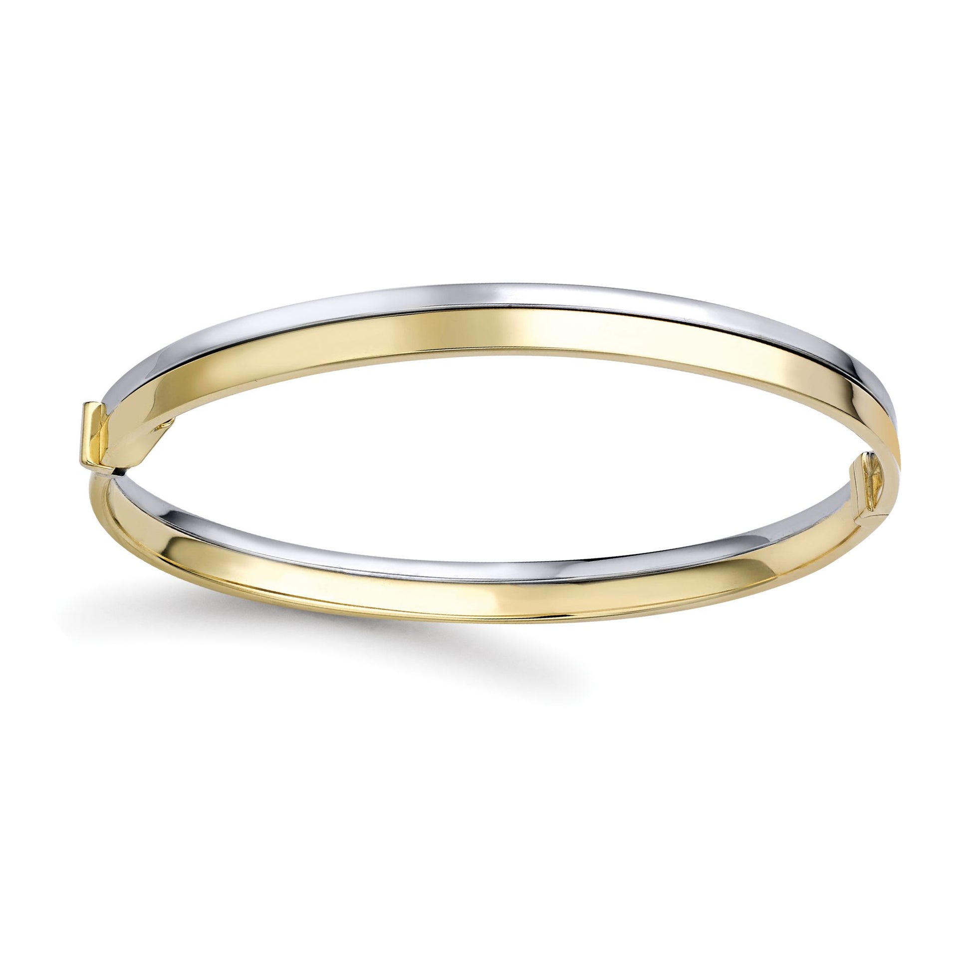 9ct 2-Colour Gold  Rectangular Dual Tube Minimalist Bangle 6mm - BNNR02349