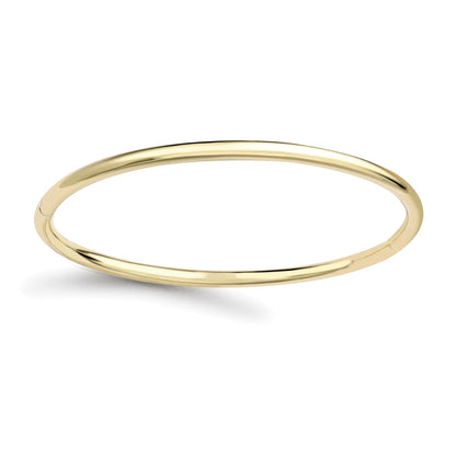 Ladies 9ct Gold  Round Tube Minimalist Oval Bangle Bracelet 3mm - BNNR02350