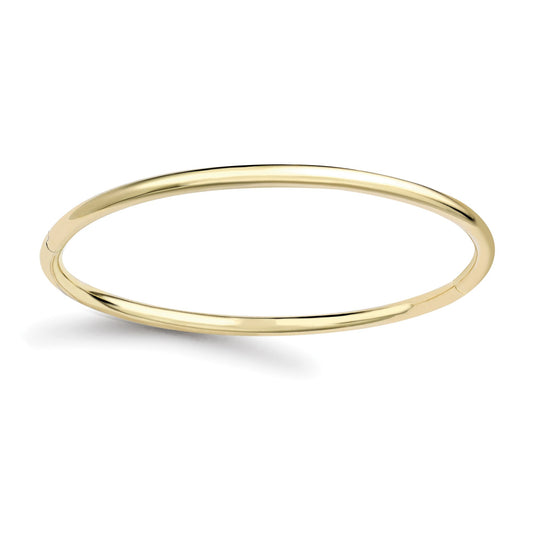 Ladies 9ct Gold  Round Tube Minimalist Oval Bangle Bracelet 3mm - BNNR02350