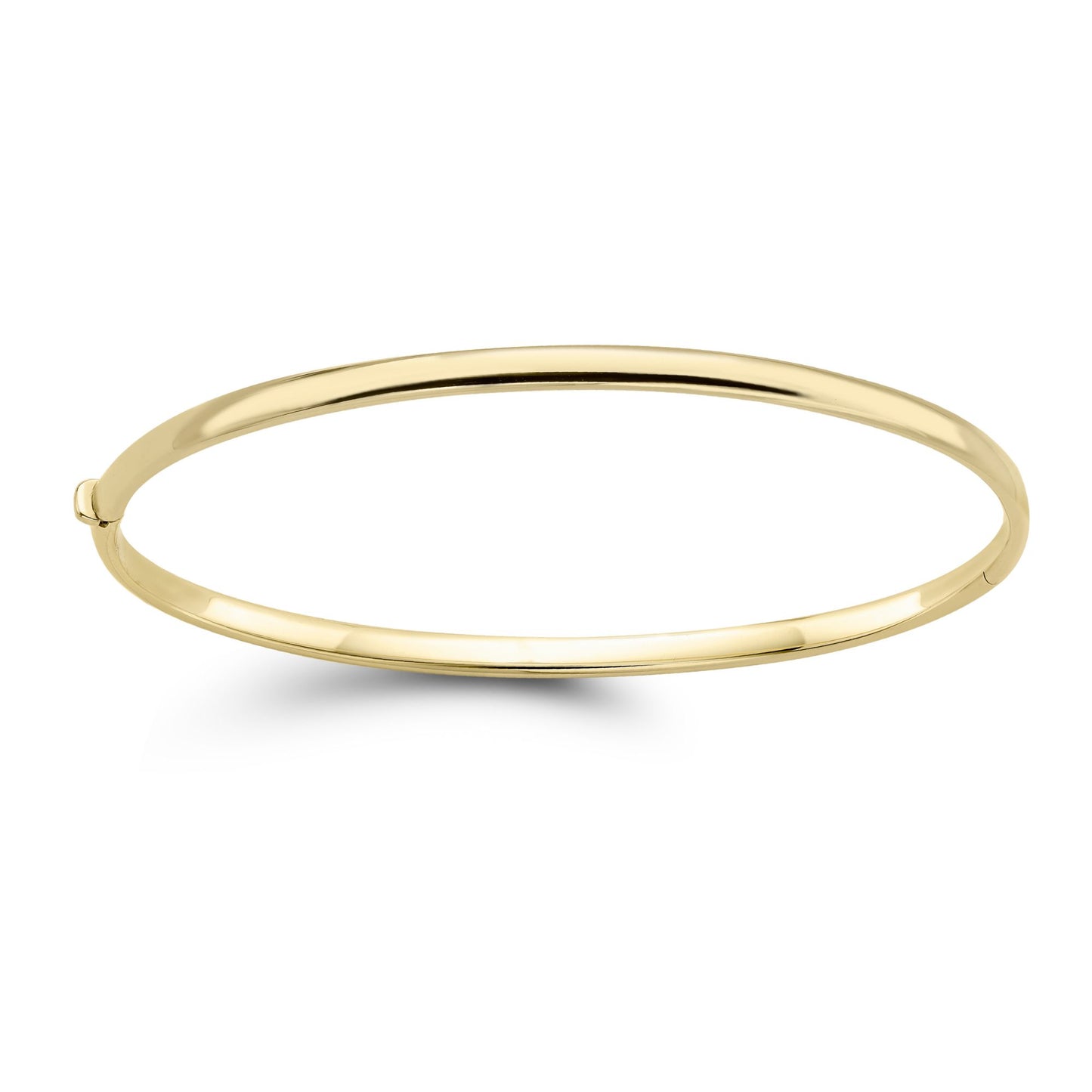 Ladies 9ct Gold  D-Shape Tube Minimalist Oval Bangle Bracelet 3mm - BNNR02357