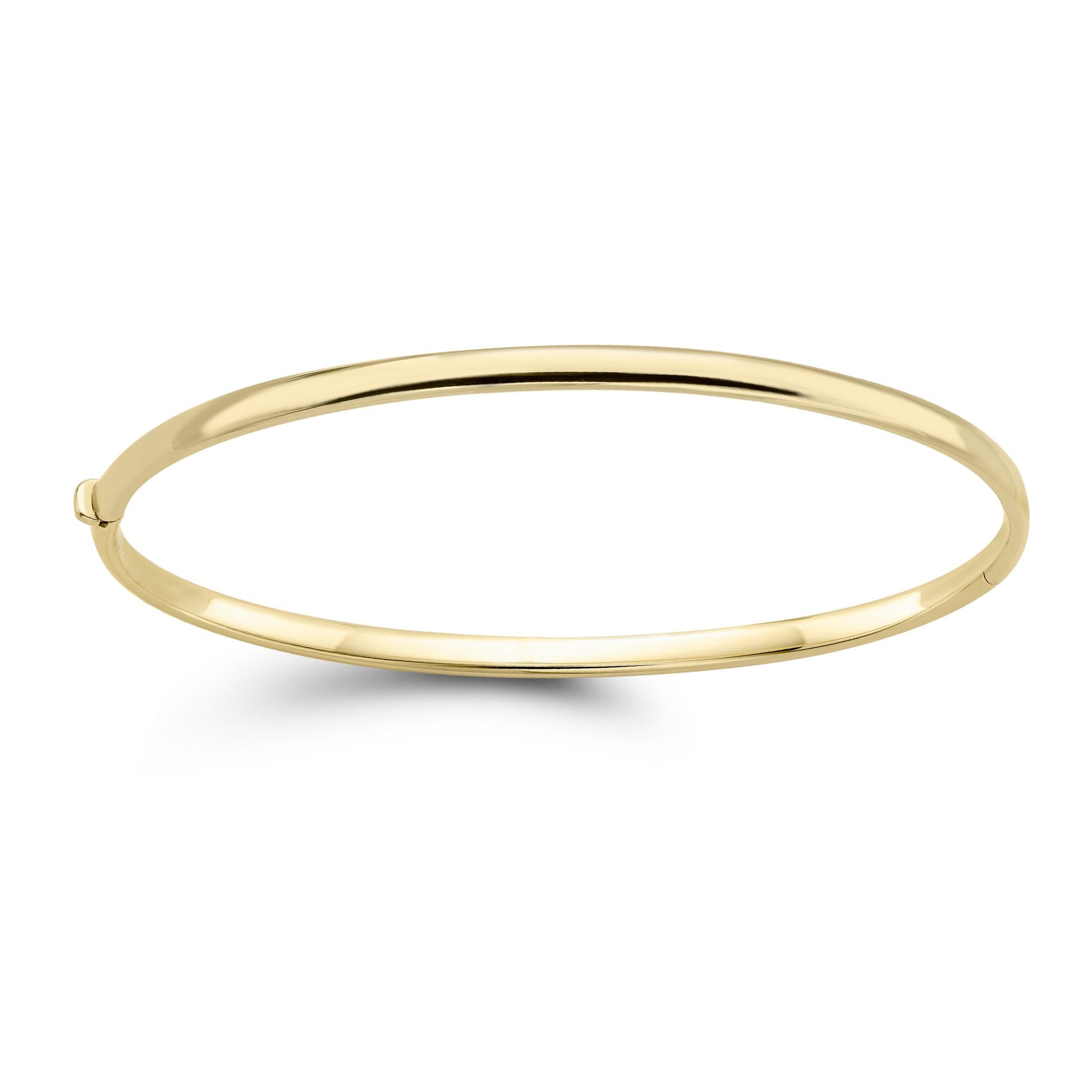 Ladies 9ct Gold  D-Shape Tube Minimalist Oval Bangle Bracelet 3mm - BNNR02357
