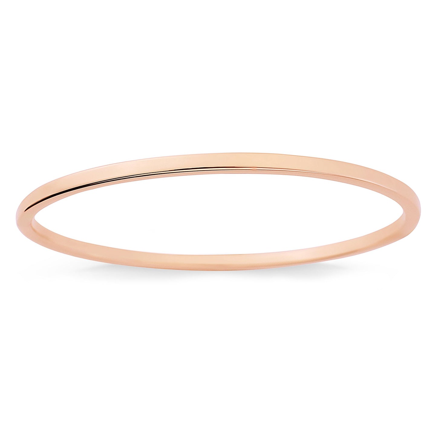 Ladies 9ct Pink Rose Gold  2.5mm Square Tube Oval Bangle Bracelet - BNNR02388