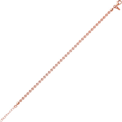 Rose Silver  Flat Bead Bracelet 3mm 7.5" + 1" Extension - BR-DC02