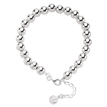 Silver  Polished Ball Bead Bracelet 9mm 7.5 inch - BRC1