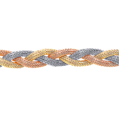 3-Colour Silver  Platted Foxtail Spiga Bracelet - BRC108