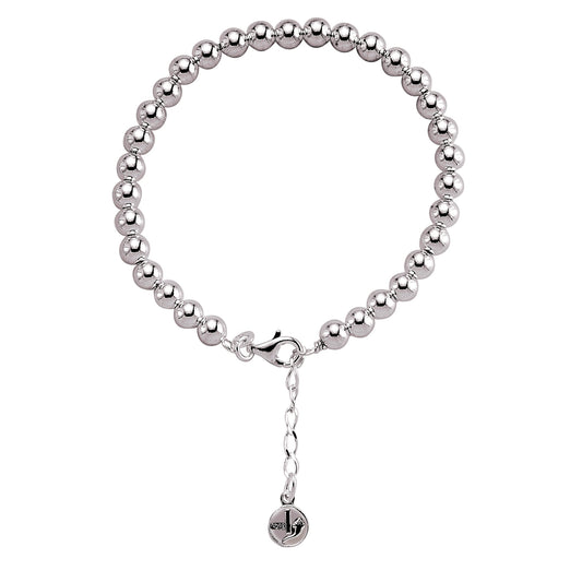 Silver  Polished Ball Bead Bracelet 7mm 7.5 inch - BRC10