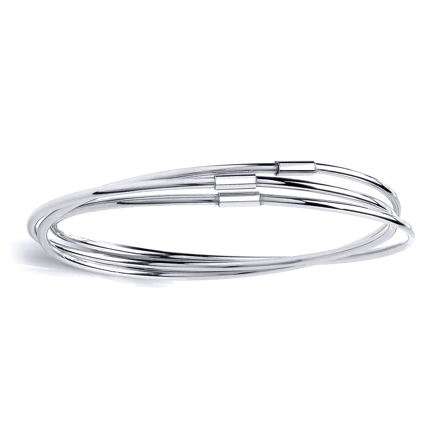 Silver  Russian Wedding Love Bond Bangle Bracelet 3 x 1.5mm - BRC130