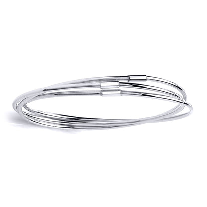 Silver  Russian Wedding Love Bond Bangle Bracelet 3 x 1.5mm - BRC130