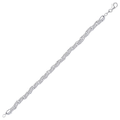 Silver  Twisted Bead Ball Popcorn Chain Bracelet - BRC141
