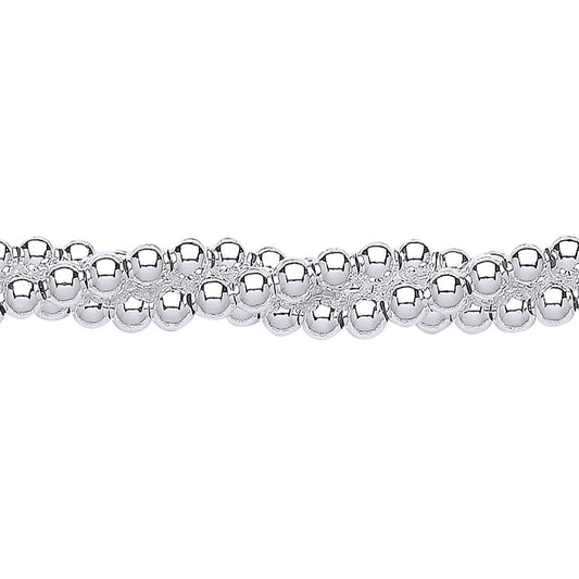 Silver  Twisted Bead Ball Popcorn Chain Bracelet - BRC148