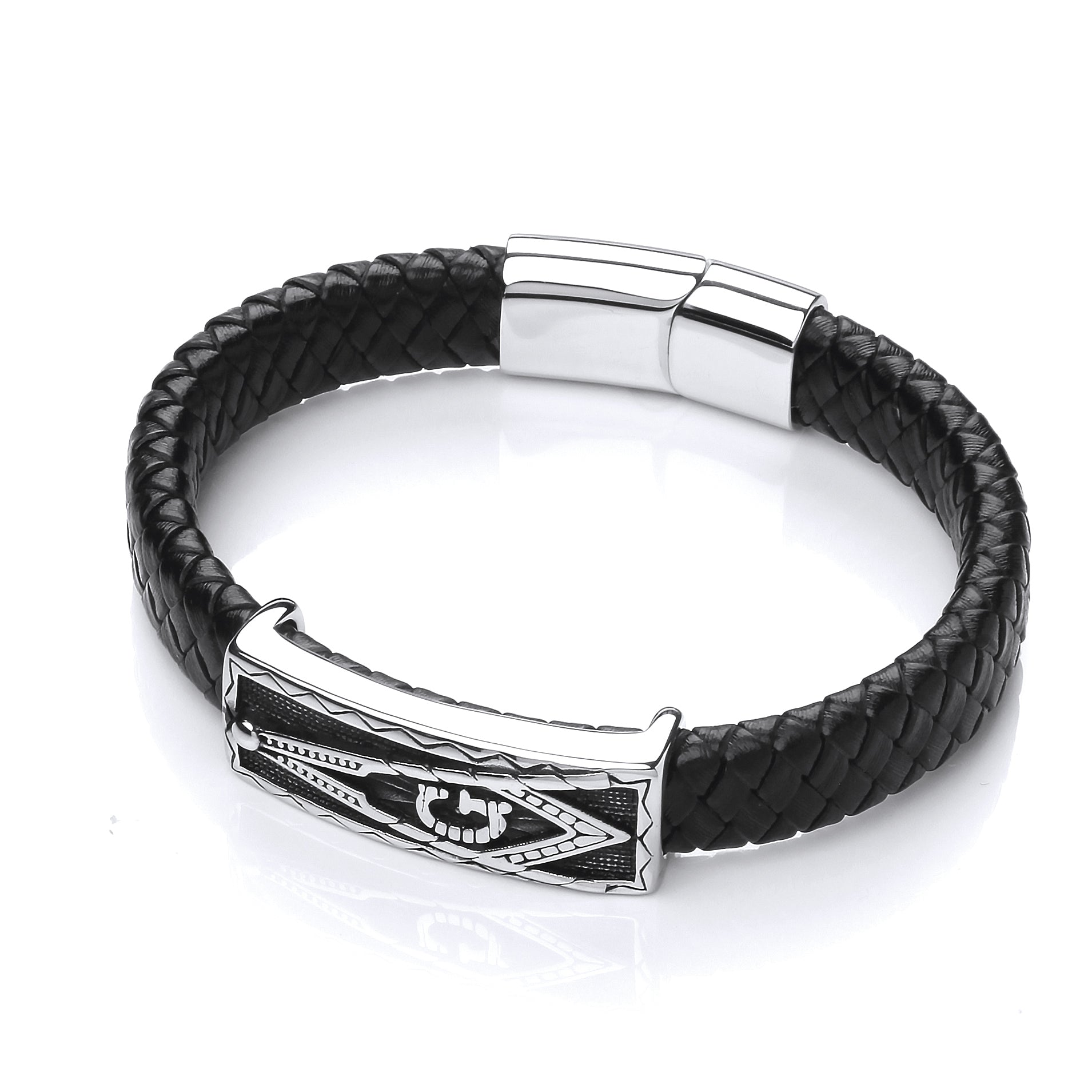 Mens Steel  Masonic Cuff Bracelet 13mm 160 - BRC183