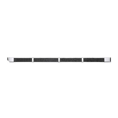 Black Leather Stainless Steel  Strap Bracelet 8" 21cm - BRC207