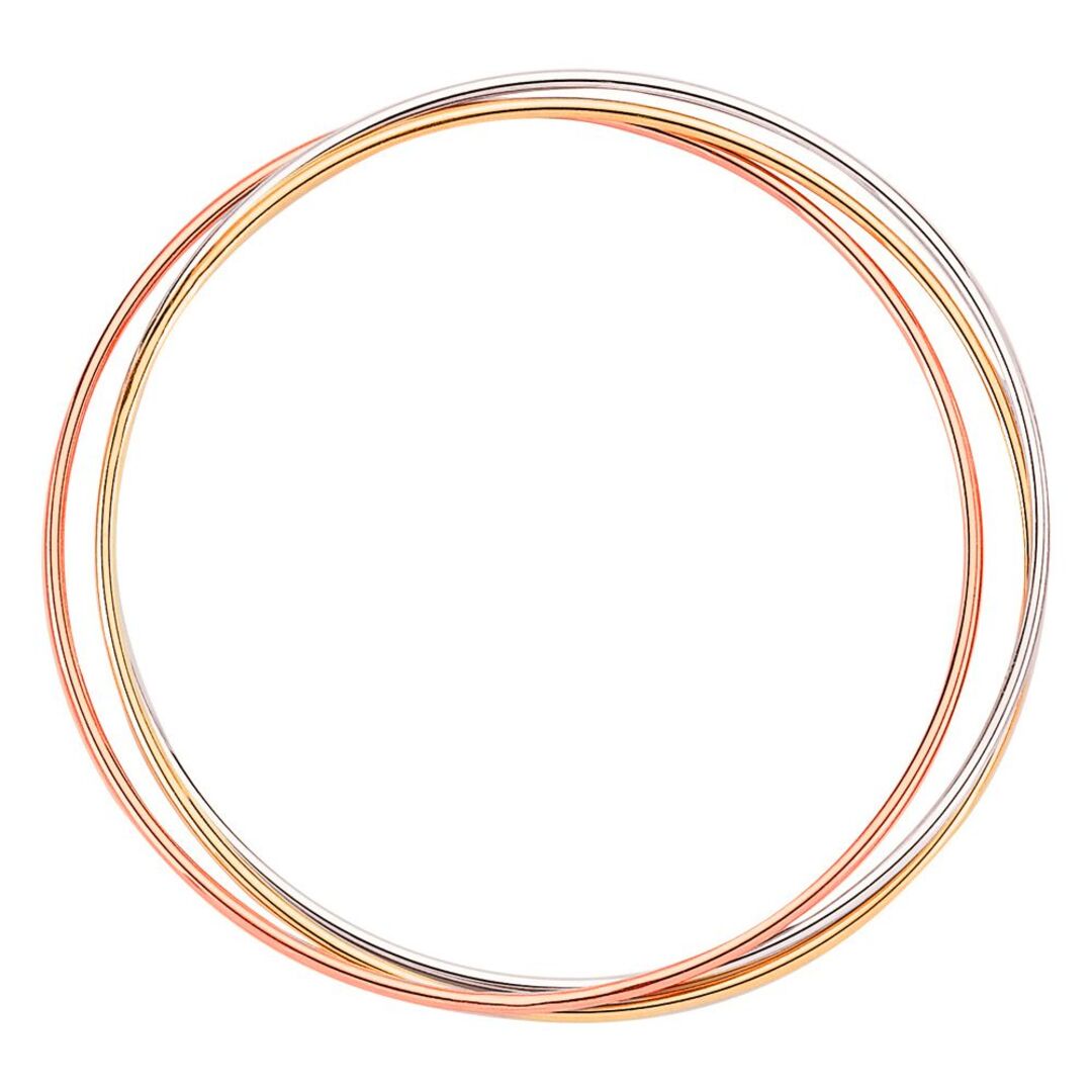 3-Colour Silver  Russian Wedding Bond Bangle Bracelet 3 x 1.5mm - BRC97