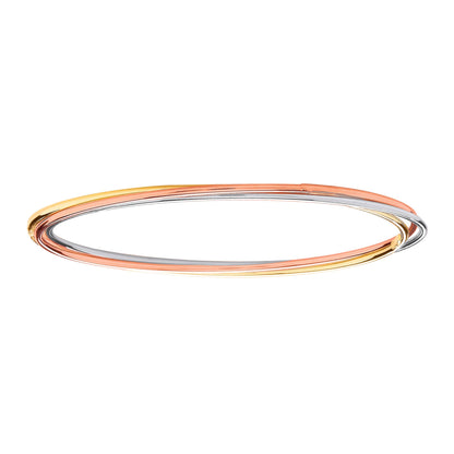 3-Colour Silver  Russian Wedding Bangle Bracelet 3 x 1.5mm - BRC97