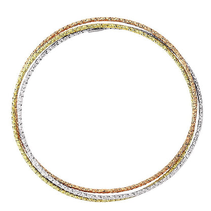 3-Colour Silver  Russian Wedding Love Bond Bangle Bracelet 3x1.5mm - BRC98