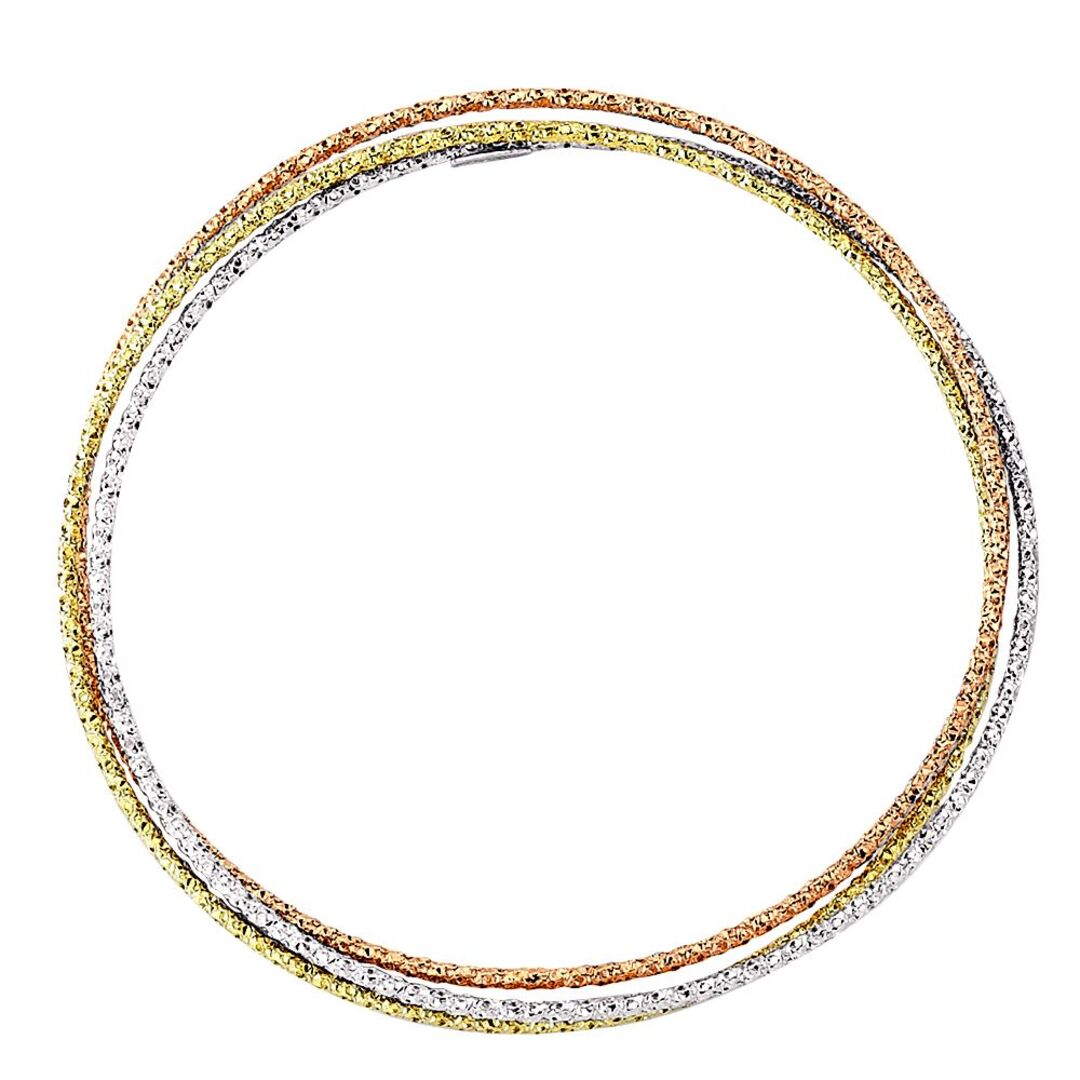 3-Colour Silver  Russian Wedding Love Bond Bangle Bracelet 3x1.5mm - BRC98