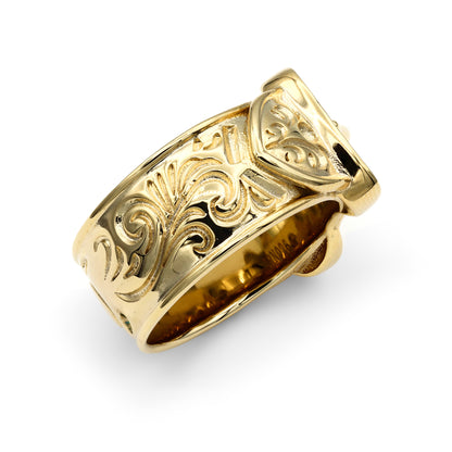 Mens Flash-plated Solid Brass  Double Buckle Ring 16mm Size Z+1 - BRN026