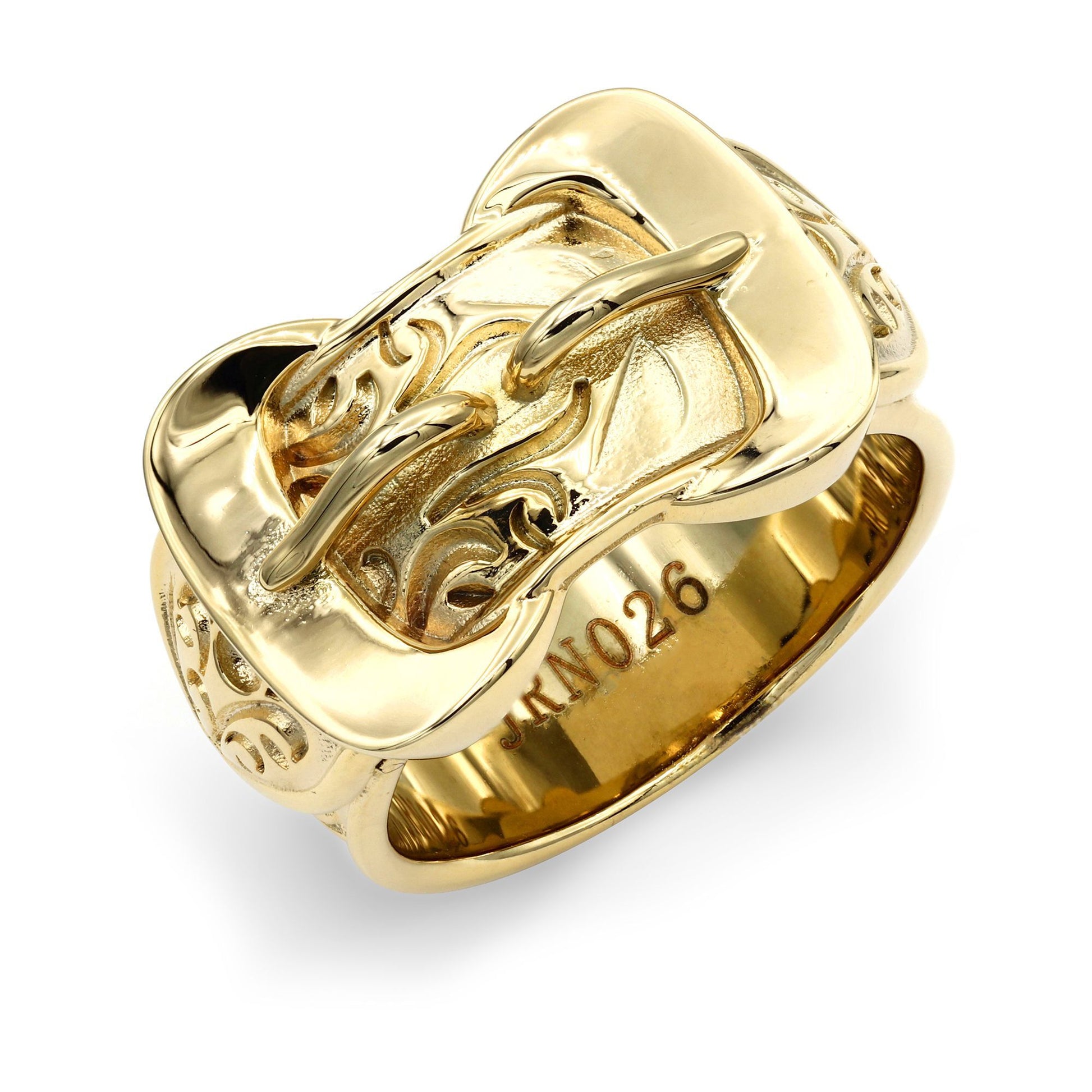 Mens Flash-plated Solid Brass  Double Buckle Ring 16mm Size Z+1 - BRN026