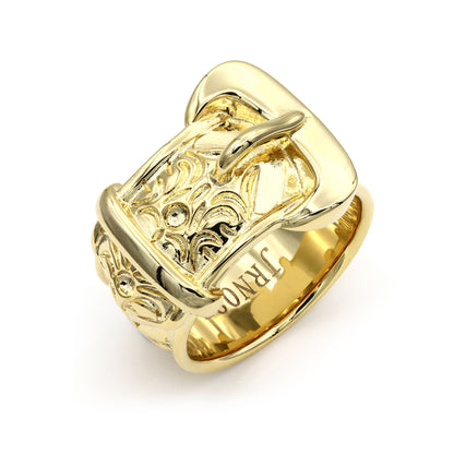 Mens Flash-plated Solid Brass  Single Buckle Ring 20mm Size Z+1 - BRN027