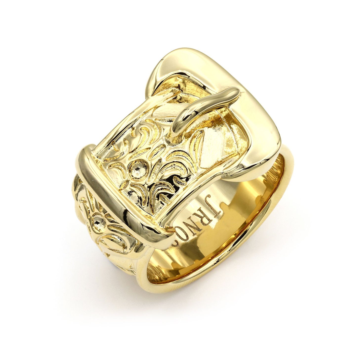 Mens Flash-plated Solid Brass  Single Buckle Ring 20mm Size Z+1 - BRN027