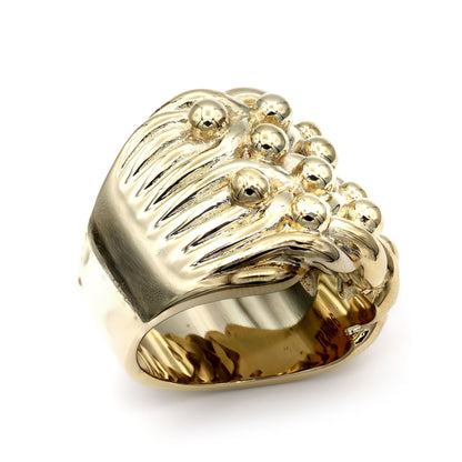 Mens Brass  4 Row King George III Keeper Guard Ring 23mm Size Z1 - BRN086-BR