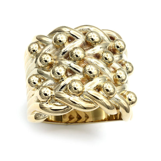 Flash-plated Brass  4 Row King George III Keeper Ring 23mm Size Z1 - BRN086