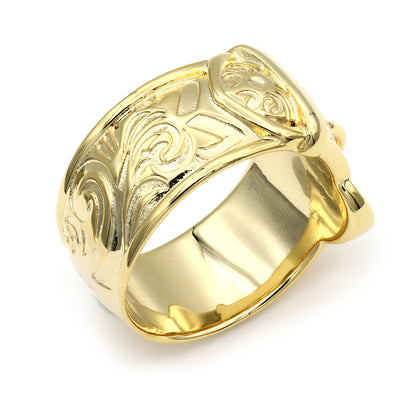 Mens Flash-plated Solid Brass  Single Buckle Ring 16mm Size V - BRN545