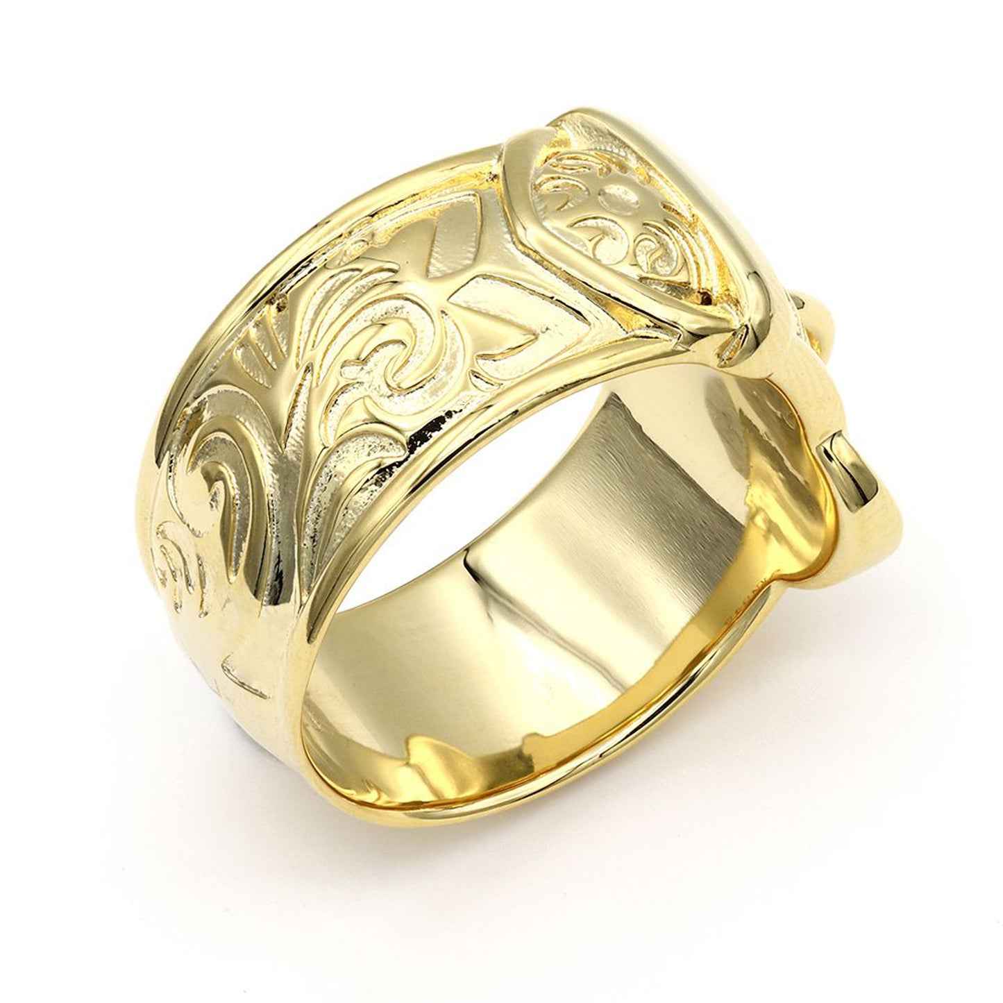 Mens Flash-plated Solid Brass  Single Buckle Ring 16mm Size V - BRN545