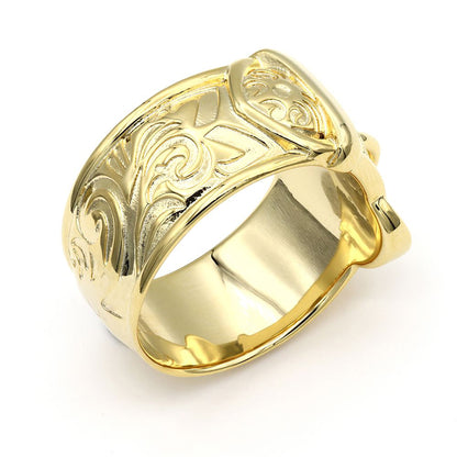 Mens Flash-plated Solid Brass  Single Buckle Ring 16mm Size V - BRN545