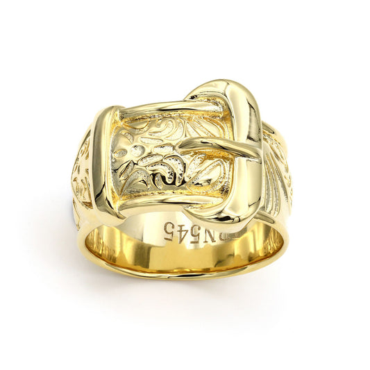 Mens Flash-plated Solid Brass  Single Buckle Ring 16mm Size V - BRN545