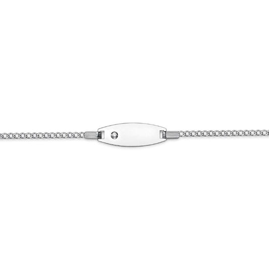 9ct White Gold Diamond ID Identity Bracelet 5.5"/13.75cm - BRNR02466-05