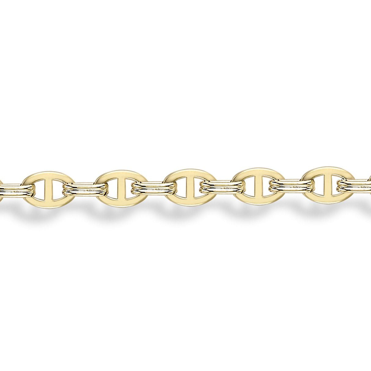 9ct Gold  Oval Anchor Marine Link Bracelet 7.25" 19cm - BRNR02603-07