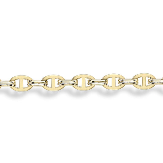 9ct Gold  Oval Anchor Marine Link Bracelet 7.25" 19cm - BRNR02603-07