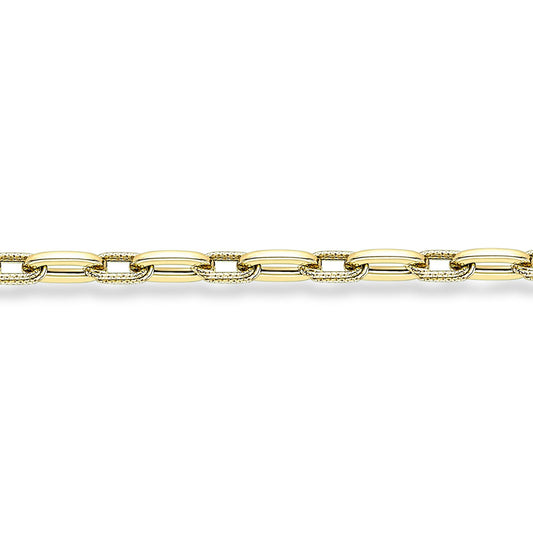 9ct Gold  Flat Textured Oval Link Bracelet 7.25" 19cm - BRNR02604-07