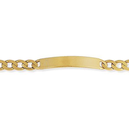 Mens Solid 9ct Gold  7.3mm Identity Curb ID Bracelet 8.25" - BRNR02622-08