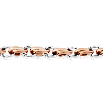 9ct 2-Colour Gold  Interlocked Oval Belcher Bracelet 5mm 7.25" - BRNR02787-07