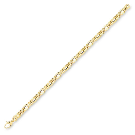 9ct Gold  Squared Circle Oval Links Cable Bracelet 6mm 7.5"/19cm - BRNR02823-07