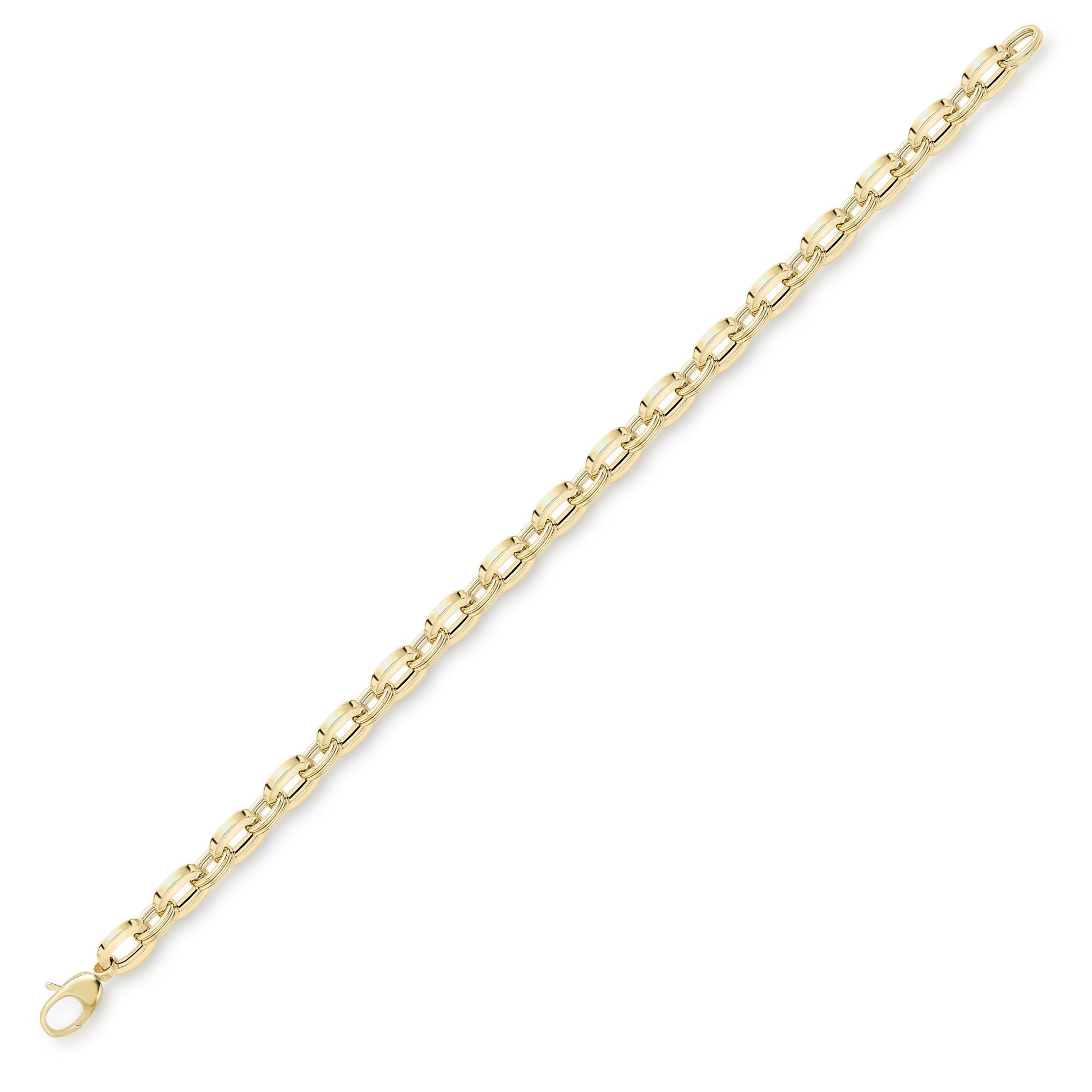 9ct Gold  Squared Oval Links Cable Chain Bracelet 5mm 7.5"/19cm - BRNR02824-07
