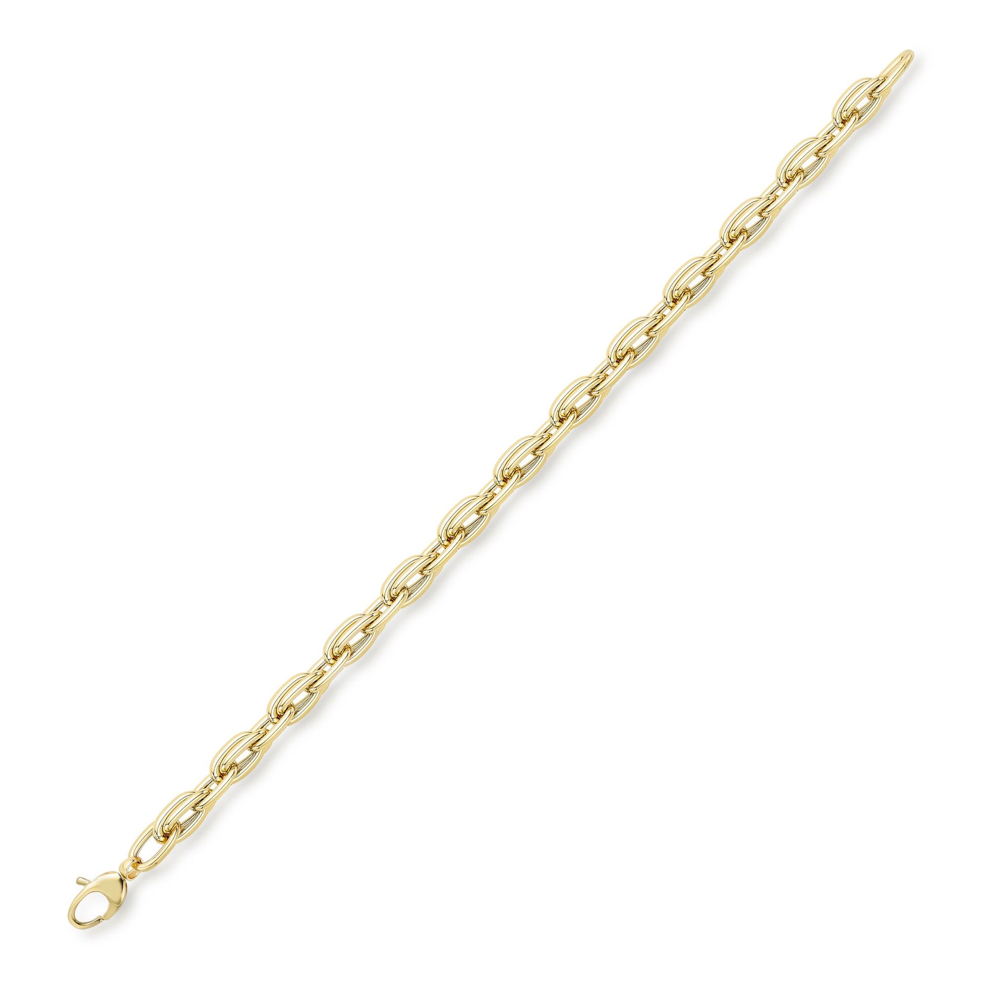 9ct Gold  Oval Link Prince of Wales Style Bracelet 5mm 7.5"/19cm - BRNR02825-07