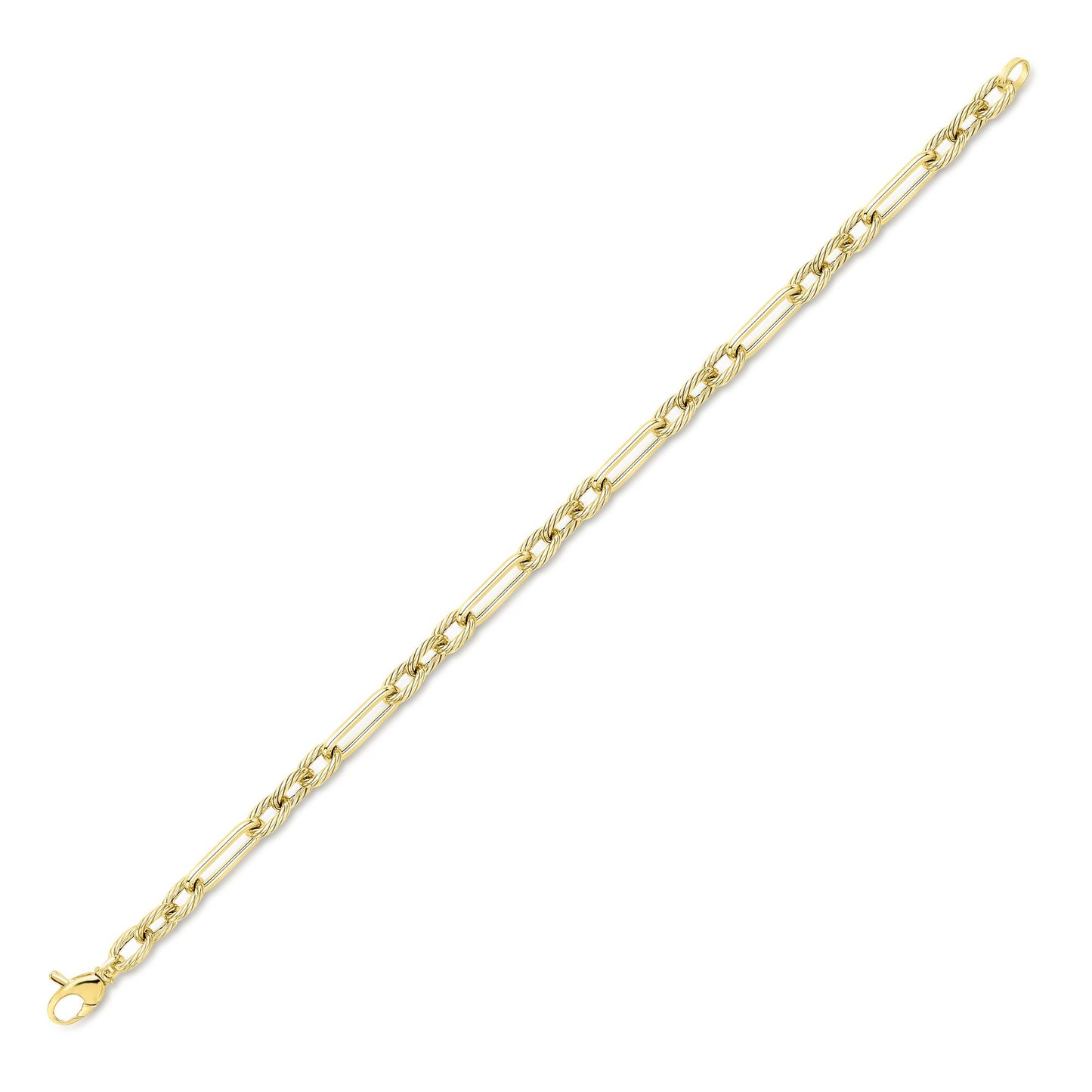 9ct Gold  Twist Rope Oval Paperclip Figaro Bracelet 4mm 7.5"/19cm - BRNR02827-07