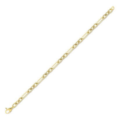 9ct Gold  Twist Rope Oval Paperclip Figaro Bracelet 4mm 7.5"/19cm - BRNR02827-07