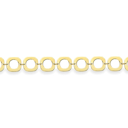9ct Gold  Square Link Bracelet 7.25"/19cm - BRNR02962-07