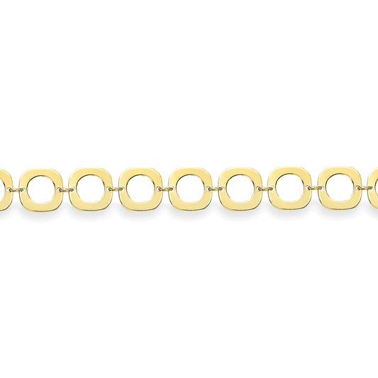 9ct Gold  Square Link Bracelet 7.25"/19cm - BRNR02962-07