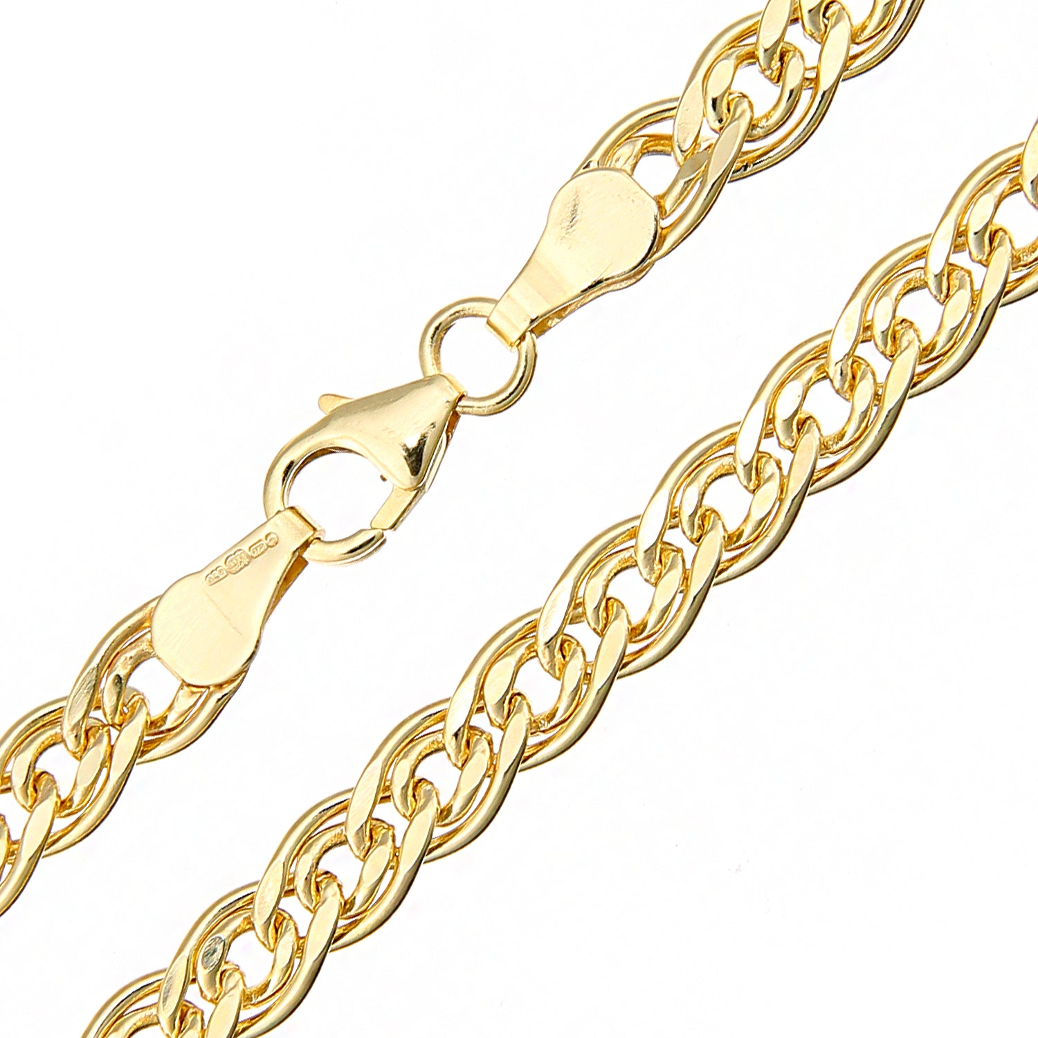 9ct Gold  Double Curb Chain Bracelet 5mm 7.5 inch - BT1AXL616Y
