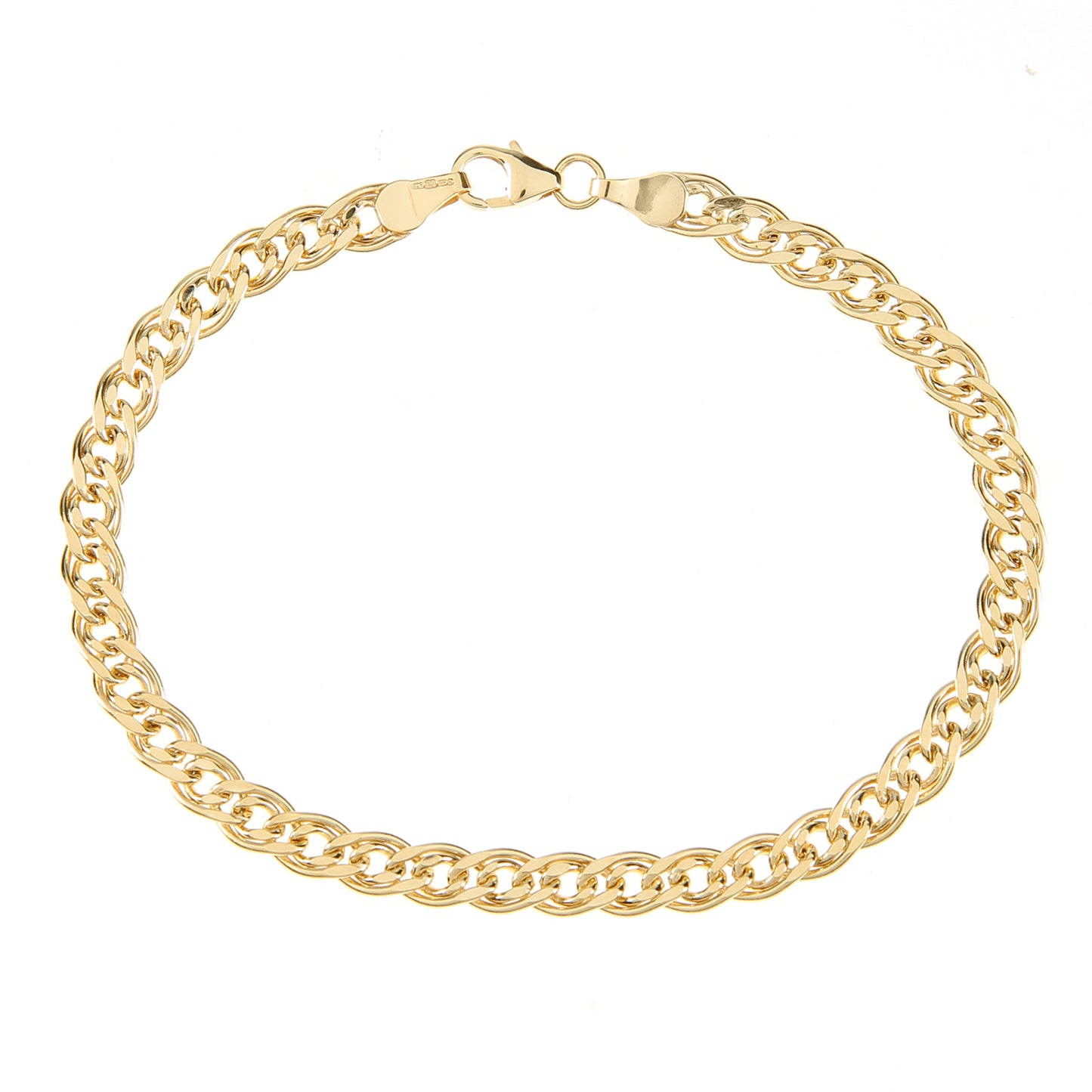 9ct Gold  Double Curb Chain Bracelet 5mm 7.5 inch - BT1AXL616Y