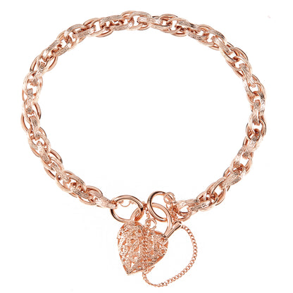 9ct Rose Gold  Padlock Charm Bracelet 5mm 7.5 inch - BT1AXL624R