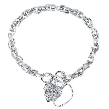 9ct White Gold  Padlock Prince of Wales Bracelet 5mm 7.5 inch - BT1AXL624W