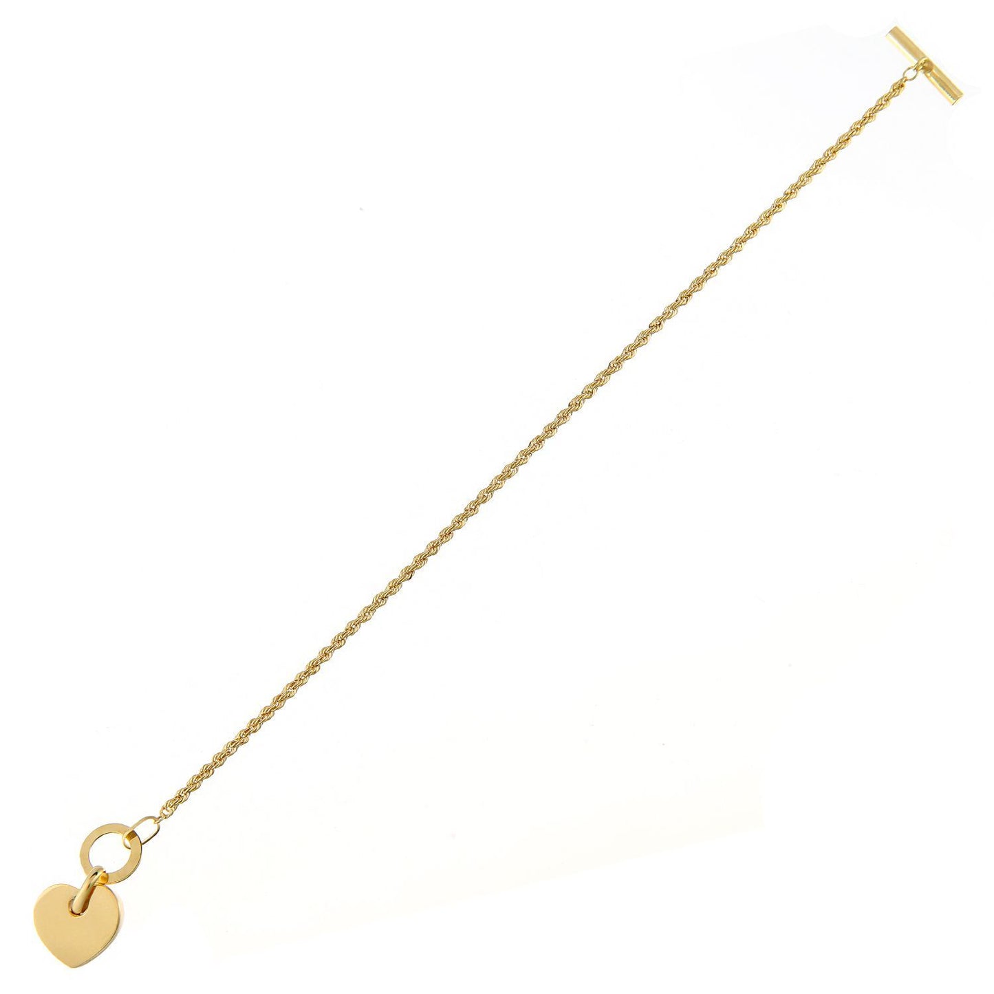 9ct Gold  Rope Charm Bracelet 2mm 7 inch - BT1AXL625Y