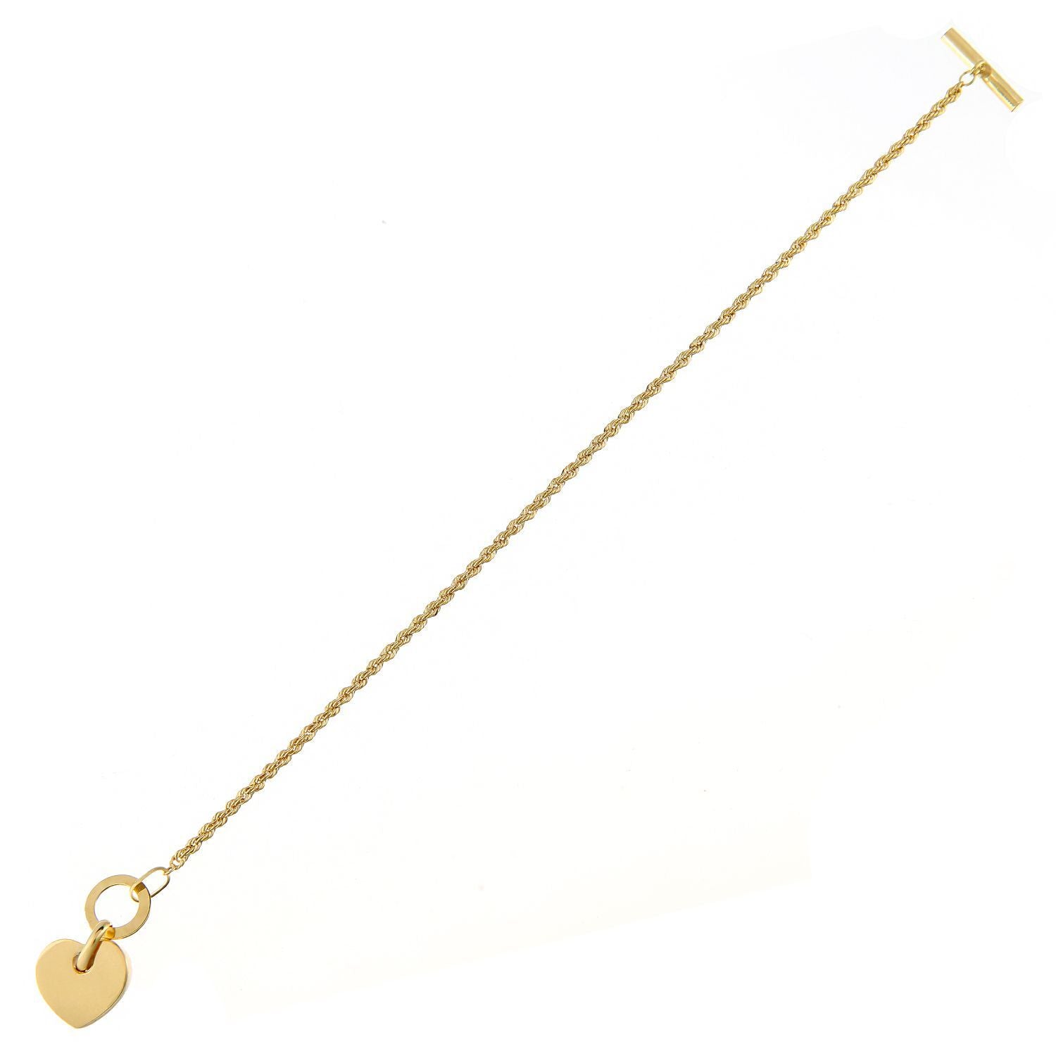 9ct Gold  Rope Charm Bracelet 2mm 7 inch - BT1AXL625Y