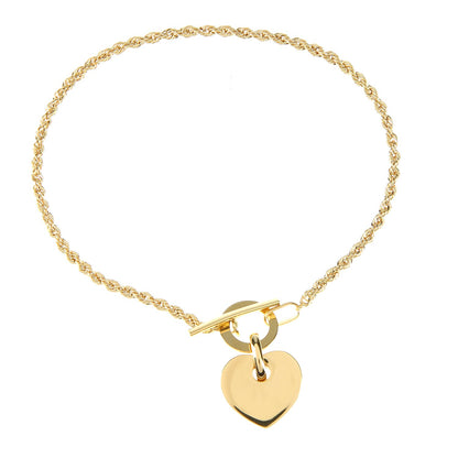 9ct Gold  Rope Charm Bracelet 2mm 7 inch - BT1AXL625Y